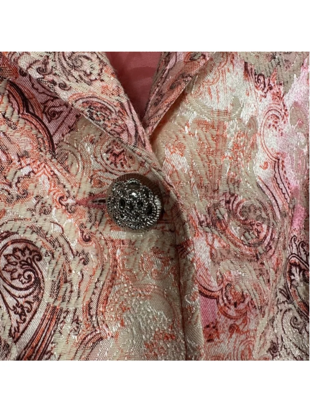 Lane Bryant Blazer Jacket Pink Paisley Lined 3/4 Sleeve Formal Business Women 18